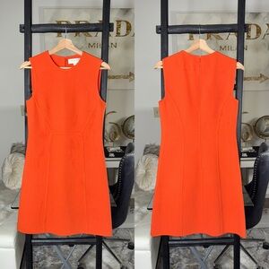 Michael Kors Collection Orange Stretch Wool Crepe Shift Dress Womens 12 Italy